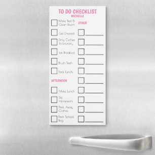 Kids chores to do list PERSONALIZE pink Magnetic Notepad