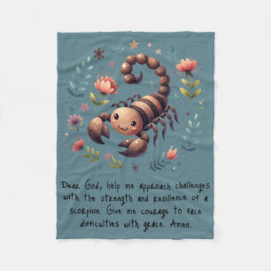 Kids Christian Prayer Woodland Scorpion on Blue Fleece Blanket
