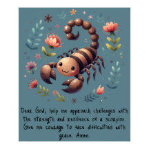 Kids Christian Prayer Woodland Scorpion on Blue |