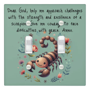 Kids Christian Prayer Woodland Scorpion on Green Light Switch Cover