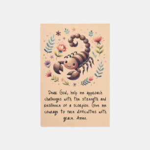 Kids Christian Prayer Woodland Scorpion on Peach   Rug
