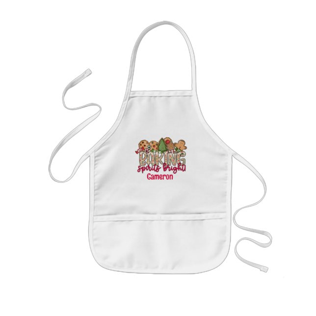 Kids Christmas Apron Baking Spirits Personalized (Front)