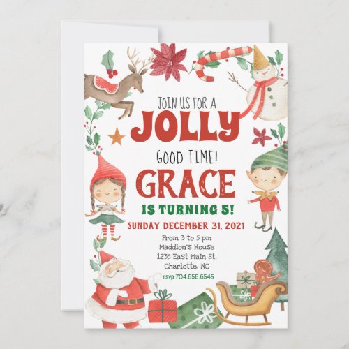 Kids Christmas Birthday Invitation  Invitation