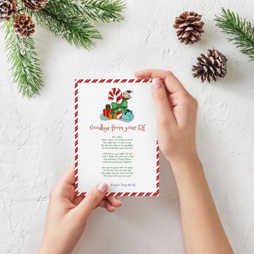 Kids Christmas Boy Elf Goodbye Letter Invitation