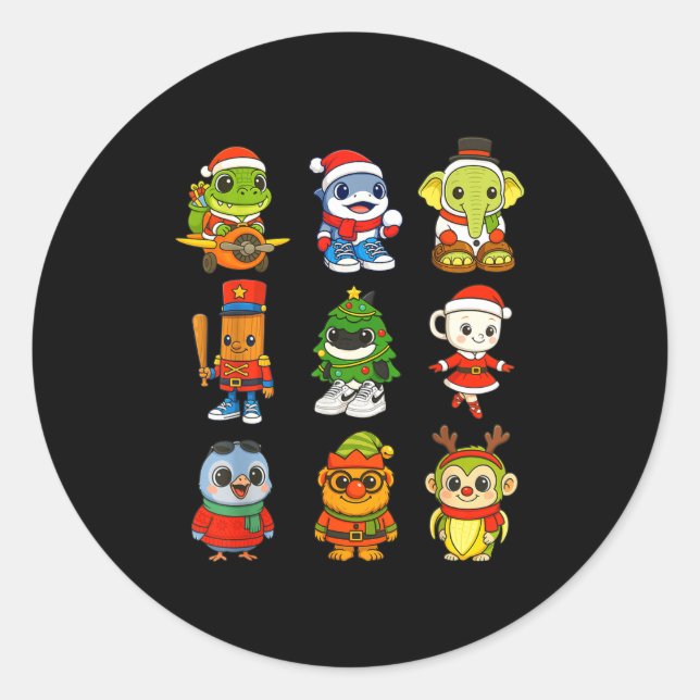 Kids Christmas Brainrot Pajama Boy Los Dicen Ai Ho Classic Round Sticker (Front)