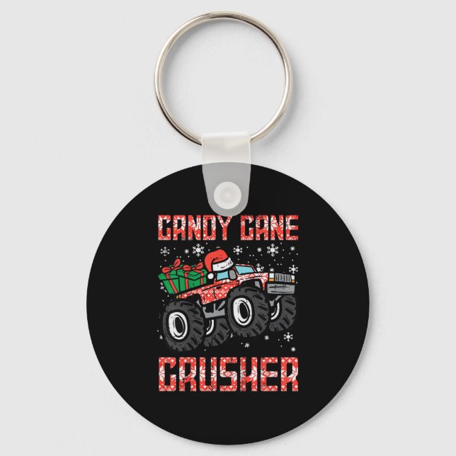 Kids Christmas Candy Cane Crusher Xmas Monster Tru Keychain (Front)
