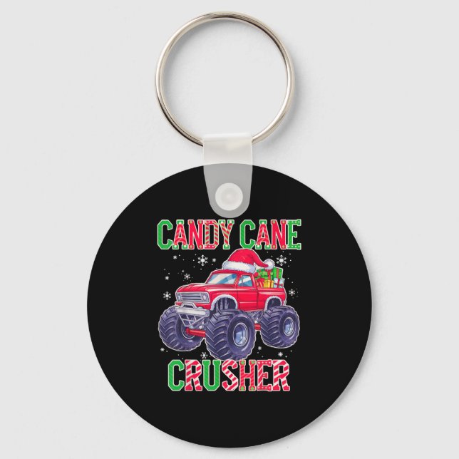 Kids Christmas Candy Cane Crusher Xmas Monster Tru Keychain (Front)