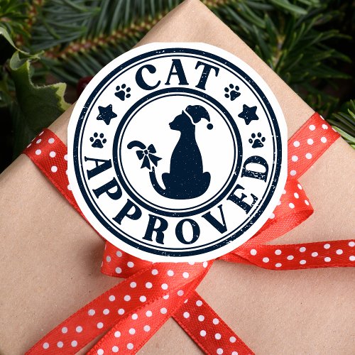 Kids Christmas Cat Approved Classic Round Sticker