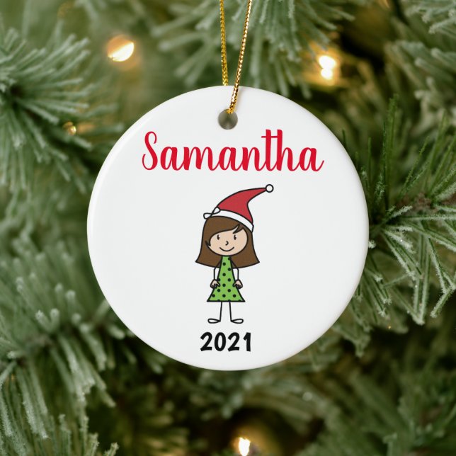 kids christmas character personalized name ceramic ornament (Tree)