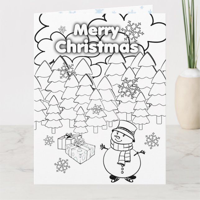 Kid's Christmas Coloring and Activity Card (Front)