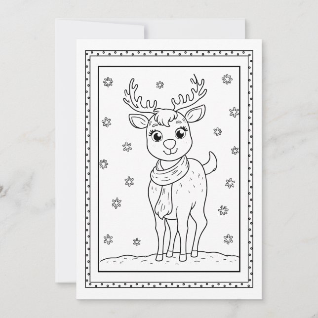 Kids Christmas Coloring Flat Note Card (Front)