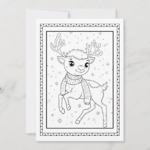 Kids Christmas Coloring Flat Note Card