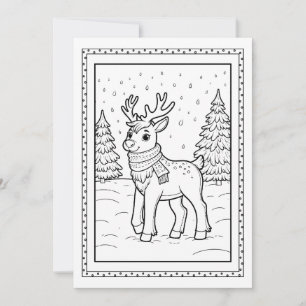 Kids Christmas Coloring Flat Note Card