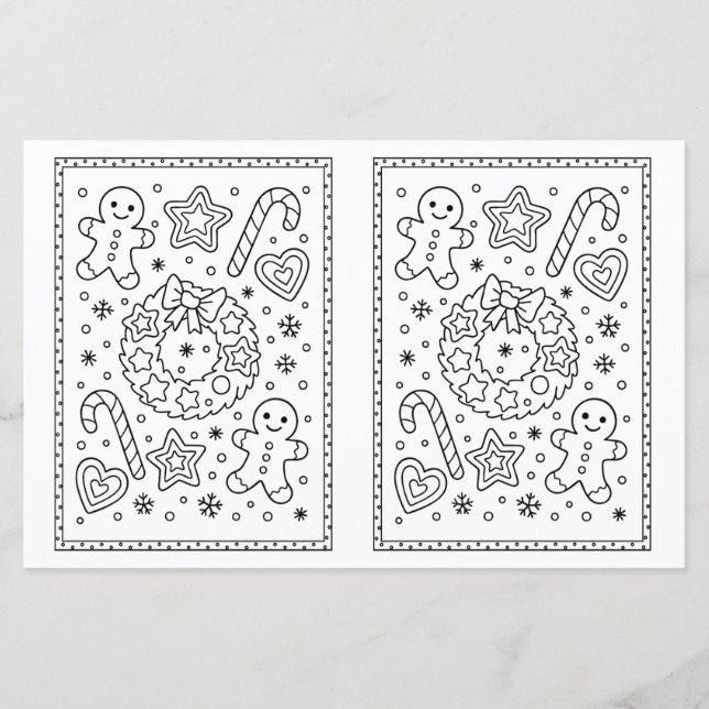 Kids Christmas Coloring Page Christmas Gingerbread (Front)