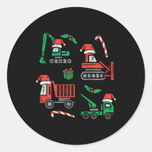 Kids Christmas Construction Vehicles Truck Xmas Bo Classic Round Sticker