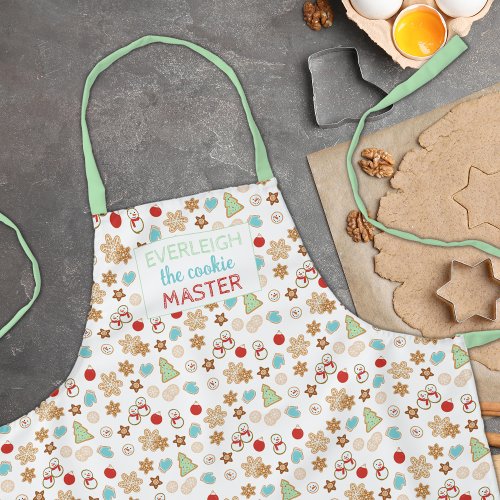 Kids Christmas Cookie Master Patterned Holiday Apron