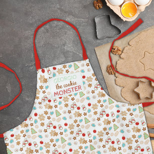 Kids Christmas Cookie Monster Patterned Holiday Apron