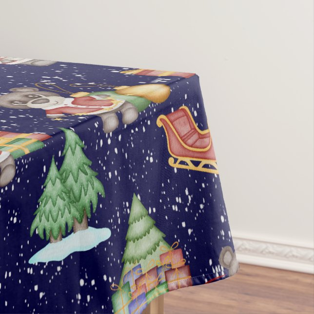 Kids Christmas Cute Festive Animals Bear Tablecloth (In Situ)