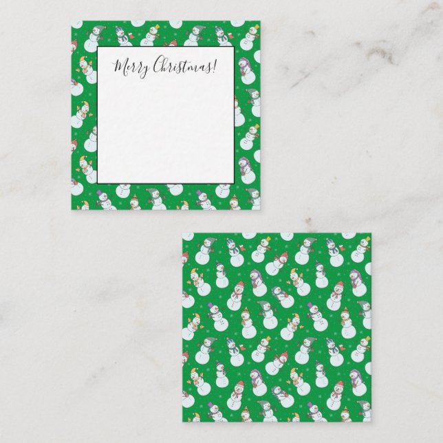 Kids Christmas Cute Snowman in Hats Note Card (Front/Back)