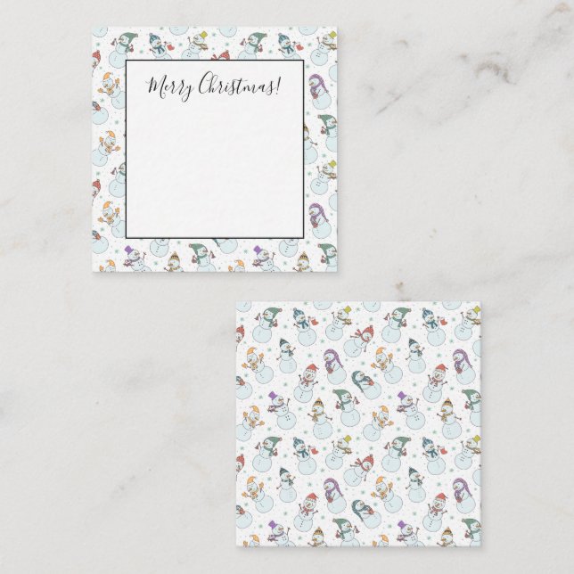 Kids Christmas Cute Snowman in Hats Note Card (Front/Back)
