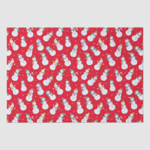 Kids Christmas Cute Snowman in Hats Red Tissue Paper
