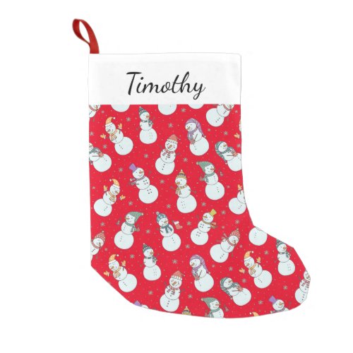 Kids Christmas Cute Snowman in Hats Small Christmas Stocking