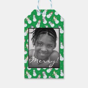 Kids Christmas Cute Snowman Personalized Photo Gift Tags
