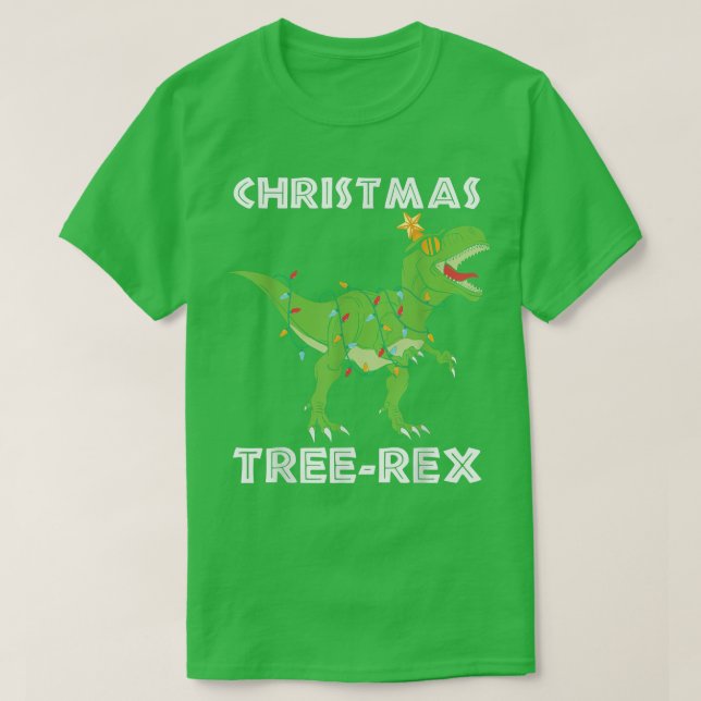 Kids Christmas Dinosaur Tree Rex Pajamas Boys Xmas T-Shirt (Design Front)