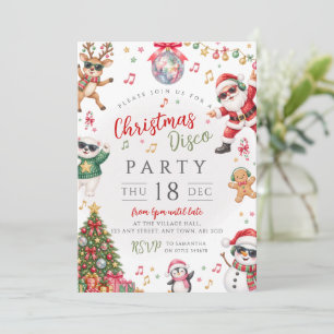 Kids Christmas Disco Party Invitation