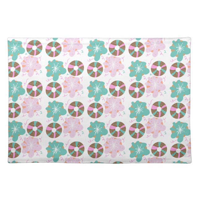 Kids Christmas Donuts Doodle Pink  Kitchen Towel Cloth Placemat (Front)