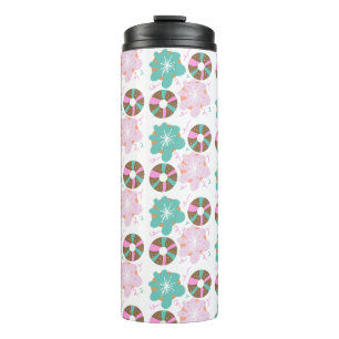 Kids Christmas Donuts Doodle Pink Thermal Tumbler
