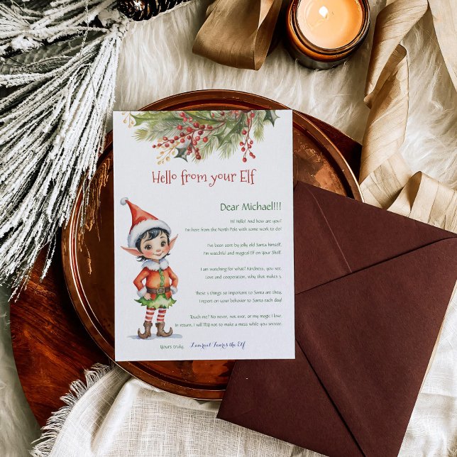 Kids Christmas Elf Boy Hello Letter Invitation (Creator Uploaded)