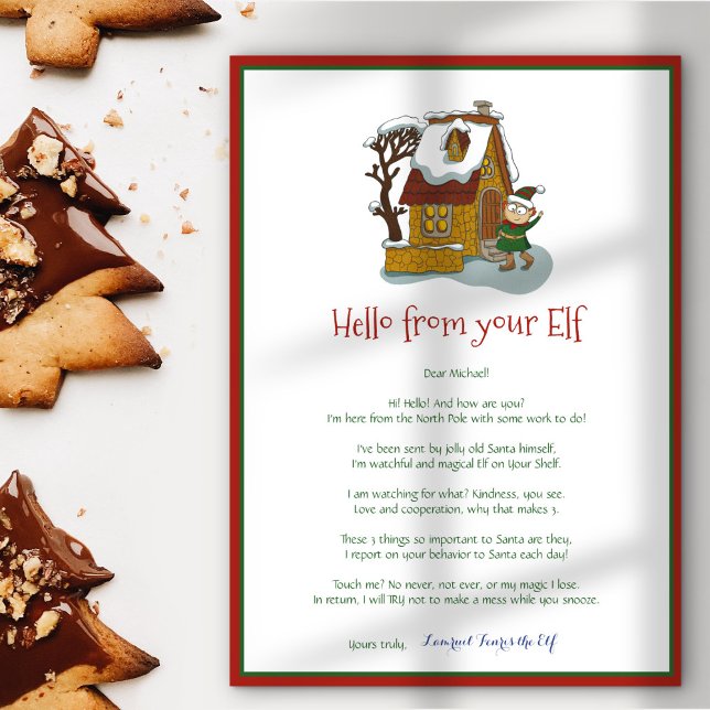Kids Christmas Elf Boy Hello Letter Invitation (Creator Uploaded)
