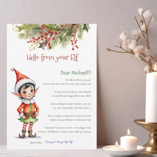 Kids Christmas Elf Boy Hello Letter Invitation