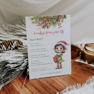 Kids Christmas Elf Girl Goodbye Letter Card