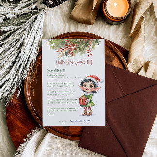 Kids Christmas Elf Girl Hello Letter Invitation