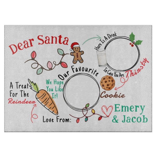 Kids Christmas Eve Personalized Santa Treats  Cutting Board (Front)