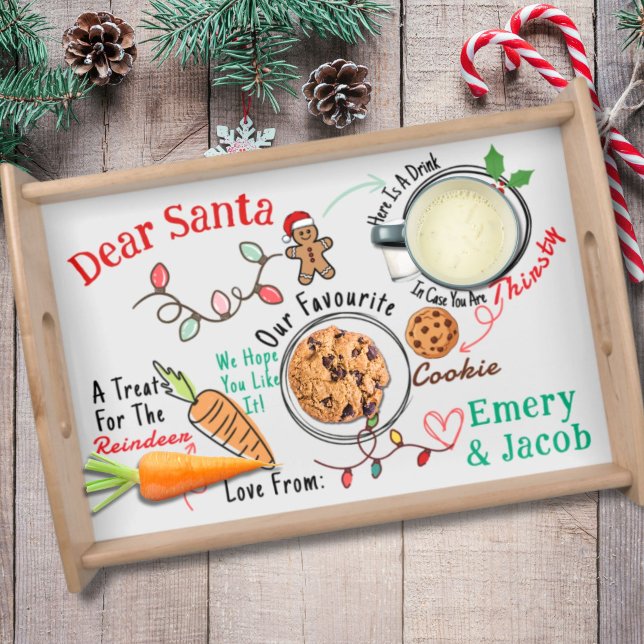 Kids Christmas Eve Personalized Santa Treats  Serving Tray (Kids Christmas Eve Personalized Santa Treats Serving Tray)