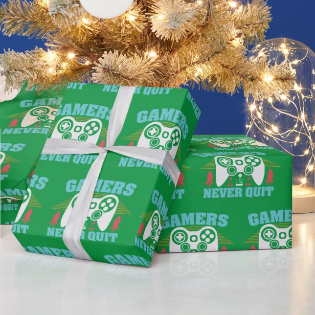 Kids Christmas  Gamers Never Quit Wrapping Paper (Holidays)