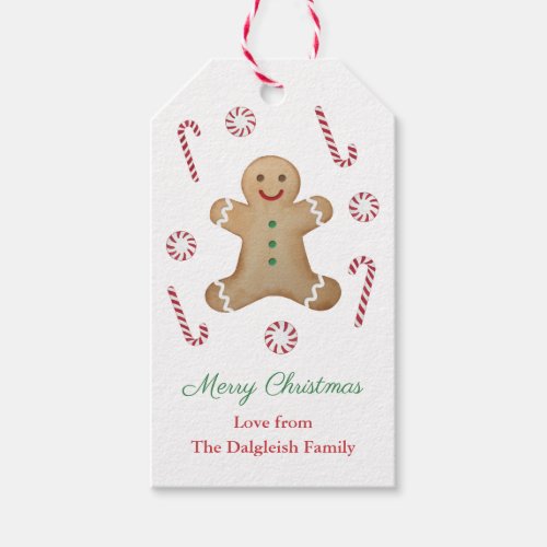 Kids Christmas Gingerbread Man Candy Canes Gift Tags