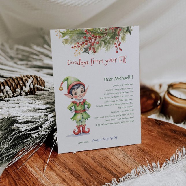 Kids Christmas Goodbye From Your Elf Boy Letter  Invitation (Creator Uploaded)