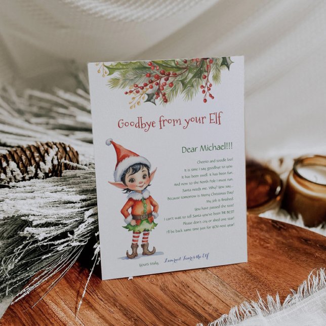 Kids Christmas Goodbye From Your Elf Letter Invitation (Creator Uploaded)