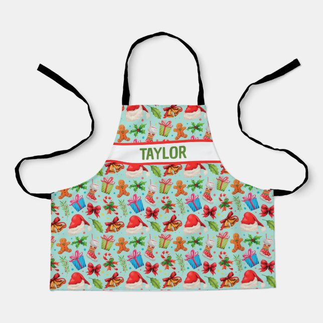 Kids Christmas Goodies All Over Print Personalized Apron (Front)