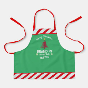 Kid's Christmas Green & Red White Stripes Custom Apron