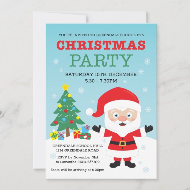 Kids Christmas Holiday Party Invitation (Front)