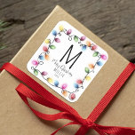 Kids Christmas Lights Monogram Square Sticker<br><div class="desc">This Christmas, inject a personal touch to your kids' presents with our distinctive monogram stickers. Featuring their initial, a heartfelt message, their own name, and the year, these stickers promise to not only label but also lovingly personalize each gift. So, think beyond the conventional, embrace the charm of personalization and...</div>