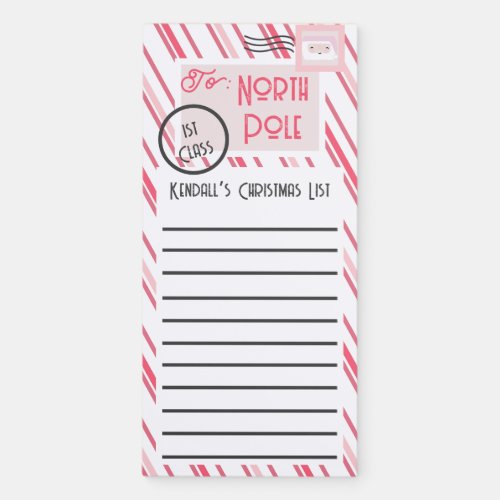 Kids Christmas List to Santa North Pole Magnetic Notepad