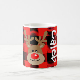 Kids Christmas Mug Personalized Buffalo Plaid Mug