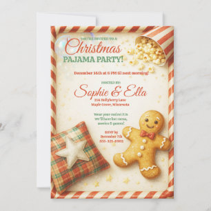Kids Christmas Pajama Party Holiday Sleepover Invitation