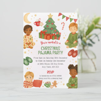 Kids Christmas Pajama Party Sleepover Invitation